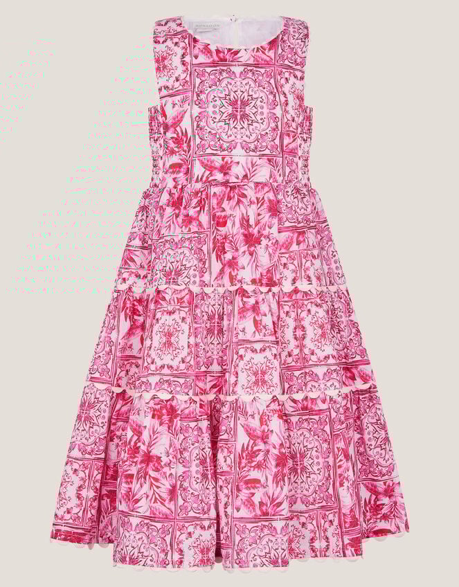 Tile Print Sleeveless Dress, Pink (PINK), large