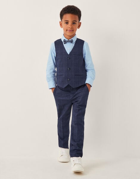 Four-Piece Oliver Check Suit, Blue (NAVY), large