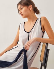 Nyla Embroidered Tie Maxi Dress, White (WHITE), large