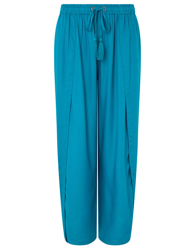 Indiana Wide Leg Culotte Trousers in LENZING™ ECOVERO™, Teal (TEAL), large