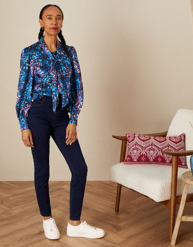 Roodie Animal Print Blouse, Blue (NAVY), large