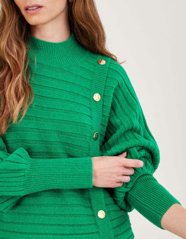 Horizontal Rib Jumper with Recycled Polyester, Green (GREEN), large