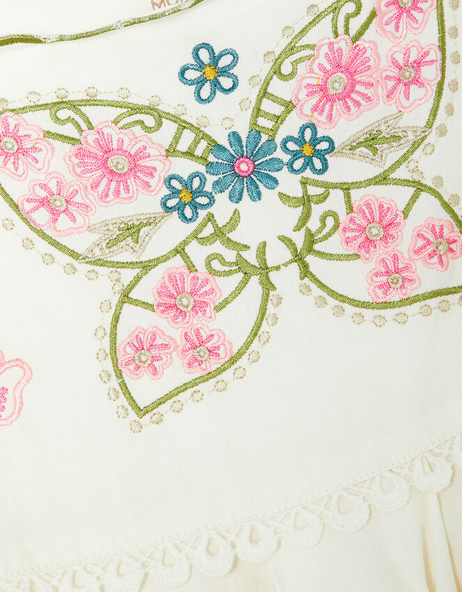 Boutique Butterfly Embroidered Dress, White (WHITE), large