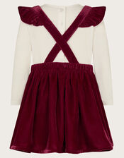 Baby Top and Velvet Christmas Pinafore Dress Set, Red (BURGUNDY), large