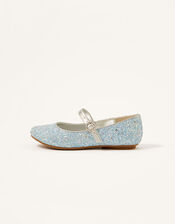 Glitter Ballerina Flats, Blue (BLUE), large