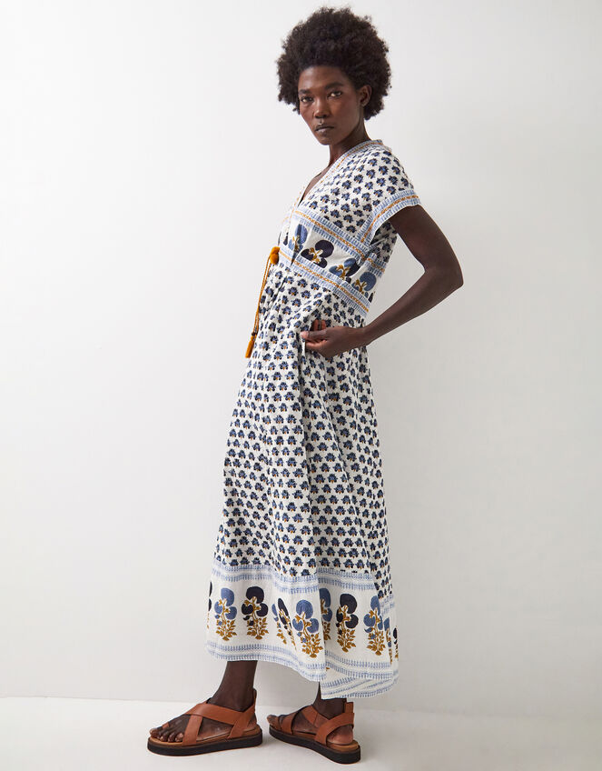 East Lainey Print Short Sleeve Midi Dress, Blue (BLUE), large