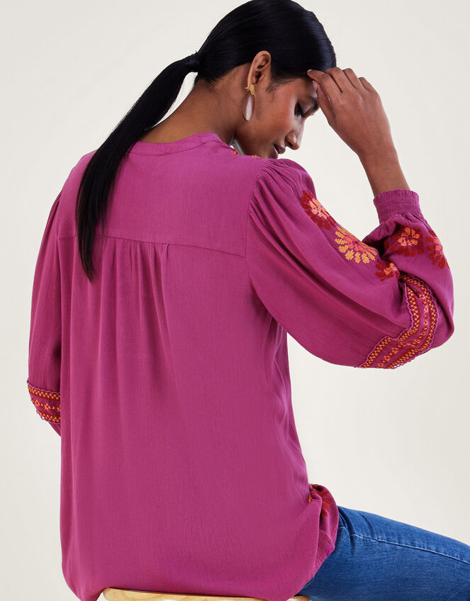 Floral Stitch Blouse, Pink (PINK), large