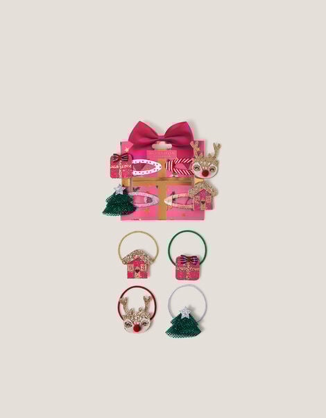 8-Pack Sparkly Christmas Hair Bands & Clips, , large