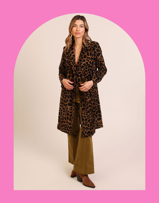 Traffic People Anarchy Leopard Print Coat, Black (BLACK), large