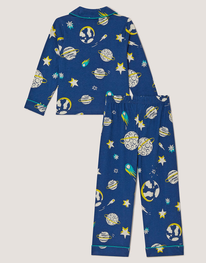 Space Print Jersey Long Pyjamas Set, Blue (NAVY), large