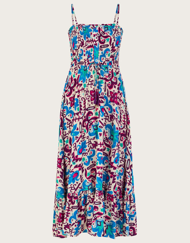 Fire Flower Ikat Cami Dress, Blue (BLUE), large