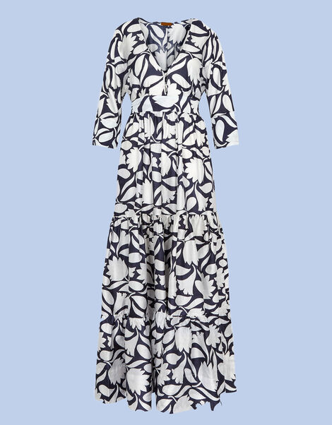 La Galeria Elefante WIF Silk Kimono Dress Blue, Blue (NAVY), large