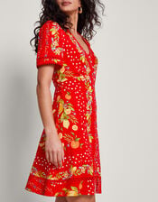 Paloma Print Jersey Dress, Red (RED), large