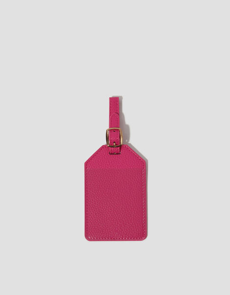 Faux Leather Luggage Tag, Pink (PINK), large