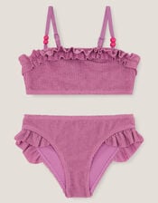 Textured Frill Bikini Set, Purple (LILAC), large