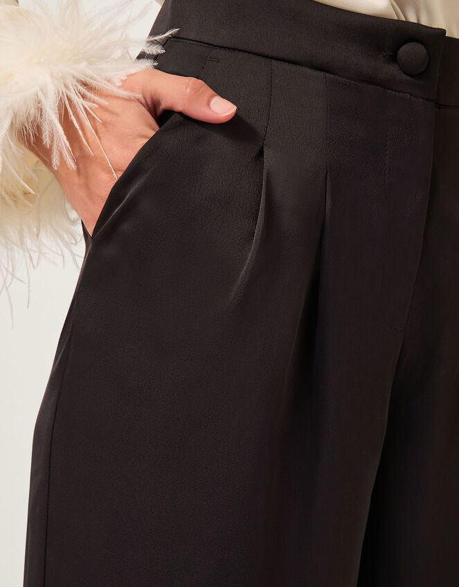 Maisie Satin Wide Leg Trousers, Black (BLACK), large