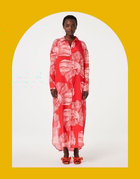 Fabienne Chapot Denis Shell Print Shirt Dress, Red (RED), large