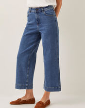 Hallie Regular Crop Wide Leg Jeans, Blue (MID AUTHENTIC BLUE), large