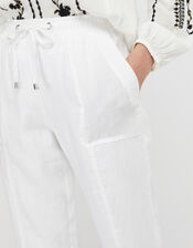 Lightweight Joggers in Pure Linen, White (WHITE), large