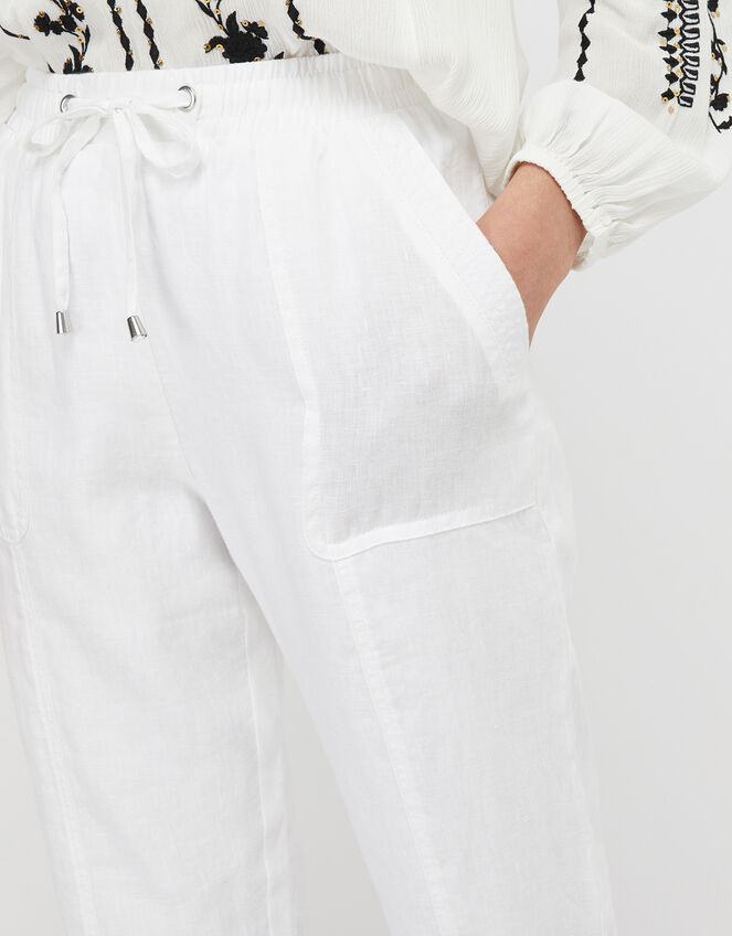 Lightweight Joggers in Pure Linen, White (WHITE), large