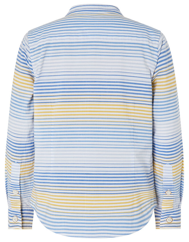 Tiko Striped Cotton Shirt, Blue (BLUE), large