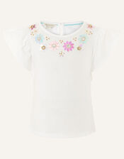 Gem Neckline T-Shirt , White (WHITE), large