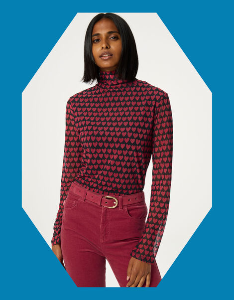 Fabienne Chapot Heart Print Top, Red (RED), large