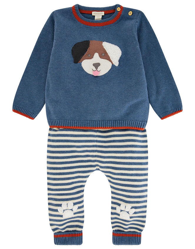 Newborn Baby Dog Set in Organic Cotton, Blue (BLUE), large