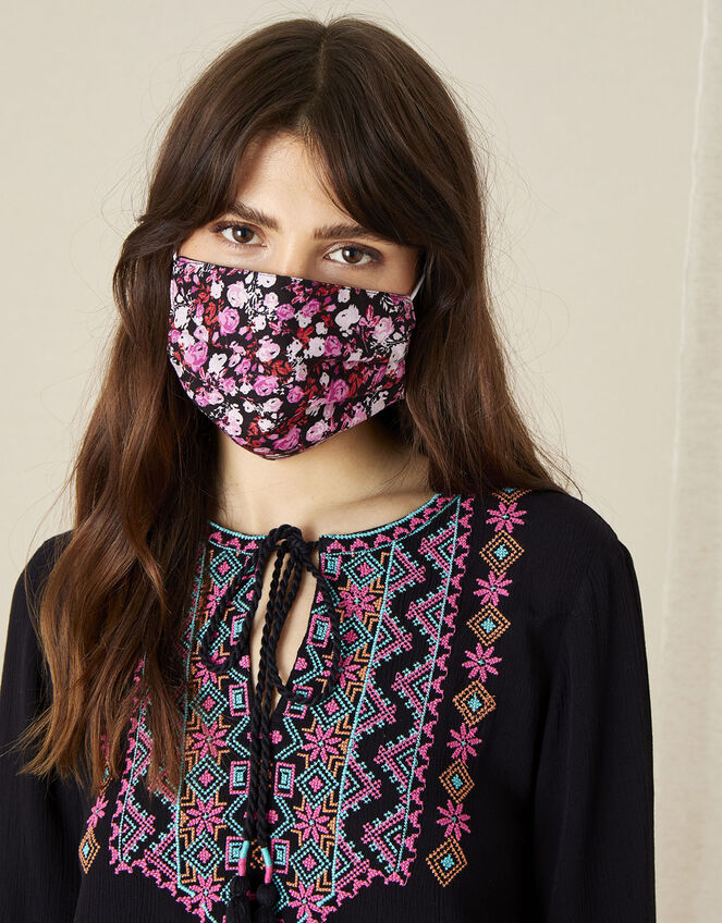 Floral Face Mask in Pure Cotton, , large