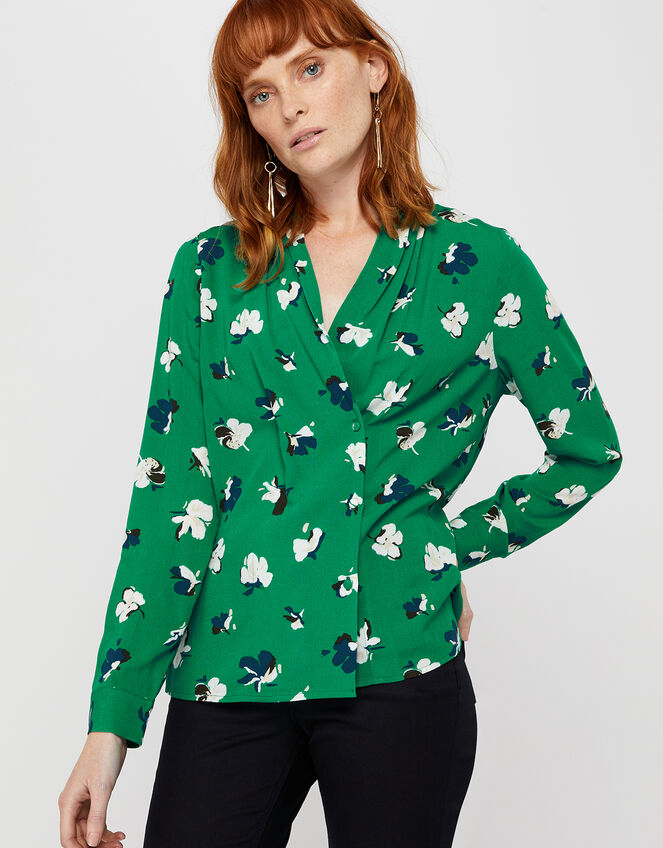 Aoife Floral Blouse, Green (GREEN), large