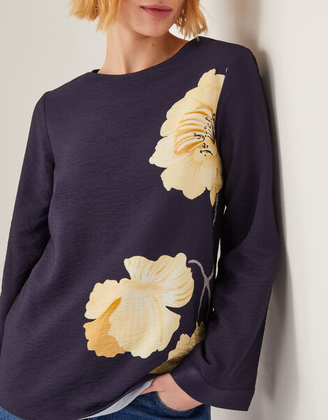 Fearne Long Sleeve Floral Top, Blue (NAVY), large