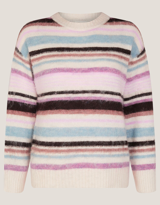 Sylvie Stripe Sweater, Ivory (IVORY), large