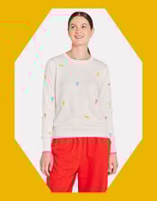 Wispr Lobster Embroidered Crew Neck Jumper, White (WHITE), large
