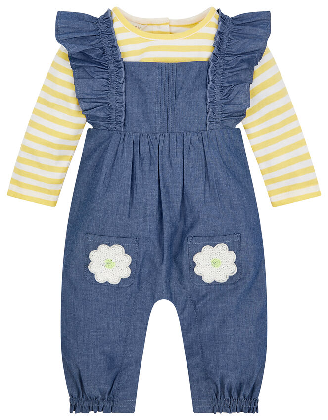Baby Daisy Dungarees Set, Blue (BLUE), large