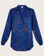 Raife Animal Print Shirt in Sustainable Viscose, Blue (COBALT), large
