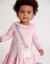 Baby Sheep Sweat Dress in Organic Cotton  , Pink (PINK), large