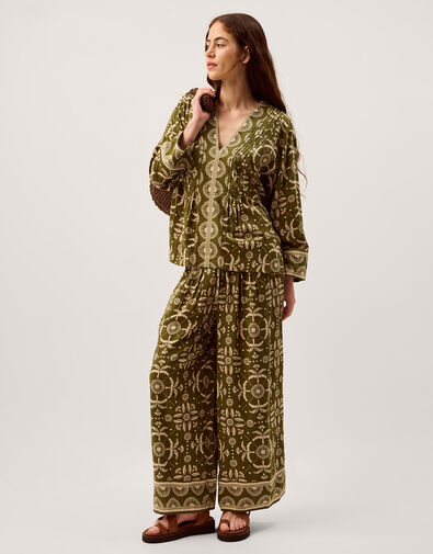 Thalia V-Neck Floral Print Top, Green (GREEN), large
