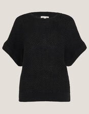 Sofie Slouchy Short Sleeve Jumper, Black (BLACK), large