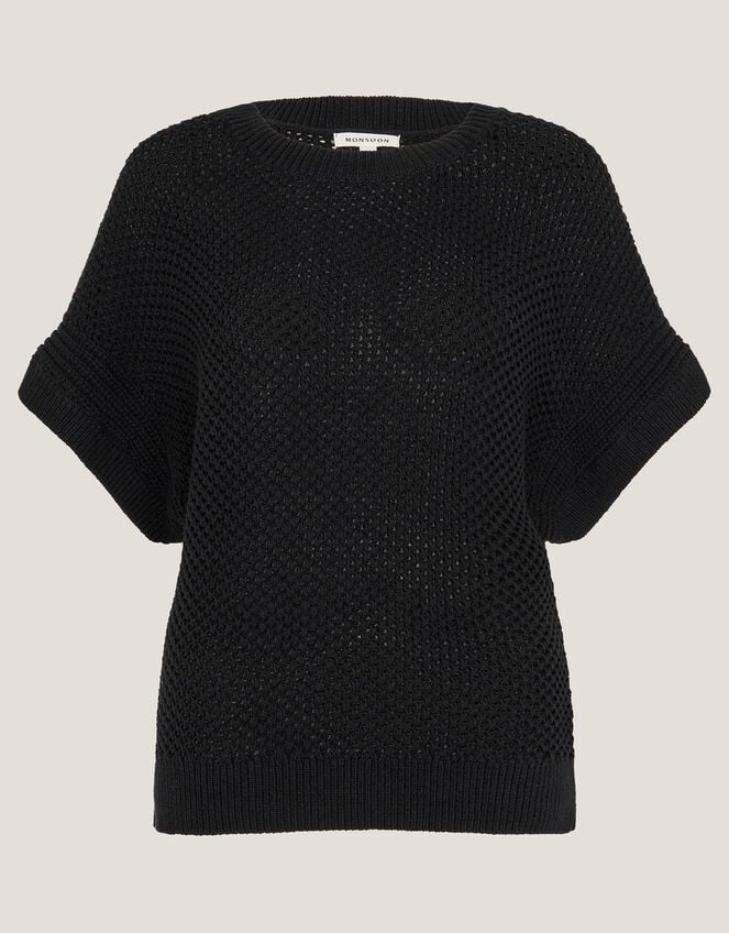 Sofie Slouchy Short Sleeve Jumper, Black (BLACK), large