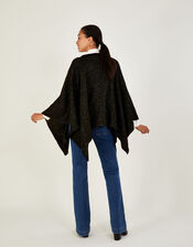 Metallic Poncho, Black (BLACK), large