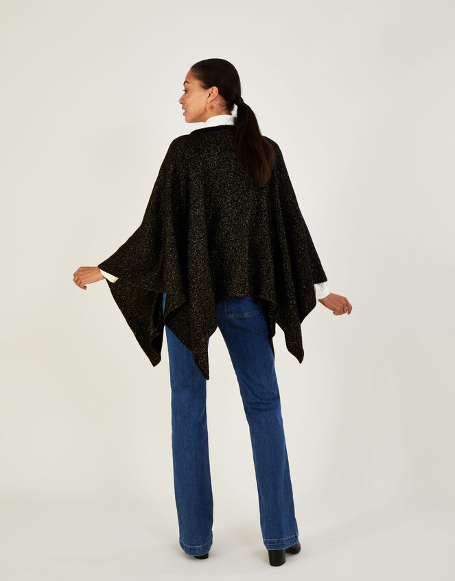 Metallic Poncho, Black (BLACK), large