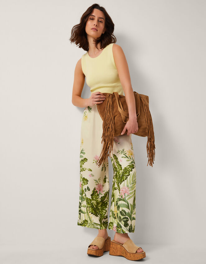 Fleur Floral Wide Leg Pants, Cream (CREAM), large