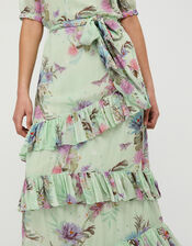 Atelier Aesha Floral Tiered Maxi Dress, Green (GREEN), large