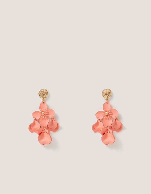 Floral Drop Stud Earrings, , large