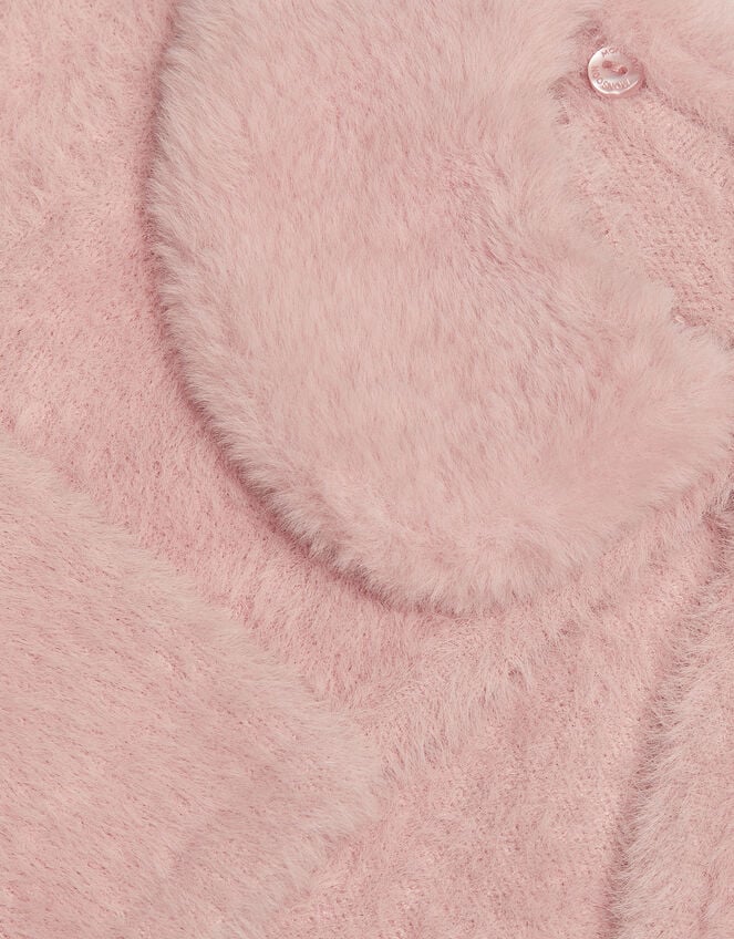 Baby Detachable Collar Fuzzy Cardigan, Pink (DUSKY PINK), large