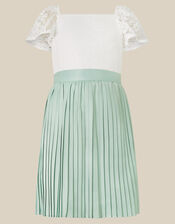 Evelyn Lace Pleated Party Dress, Green (SAGE), large