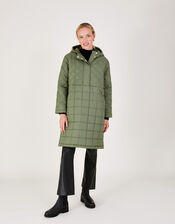 Poppy Quilted Pull-Over Poncho Coat , Green (GREEN), large