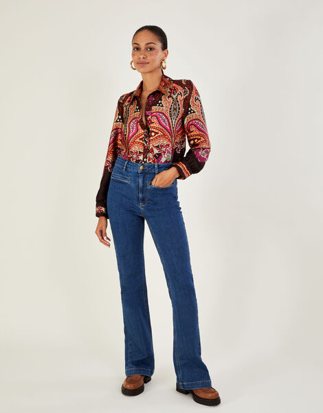 Samantha Satin Blouse in Recycled Polyester  Brown, Brown (CHOCOLATE), large