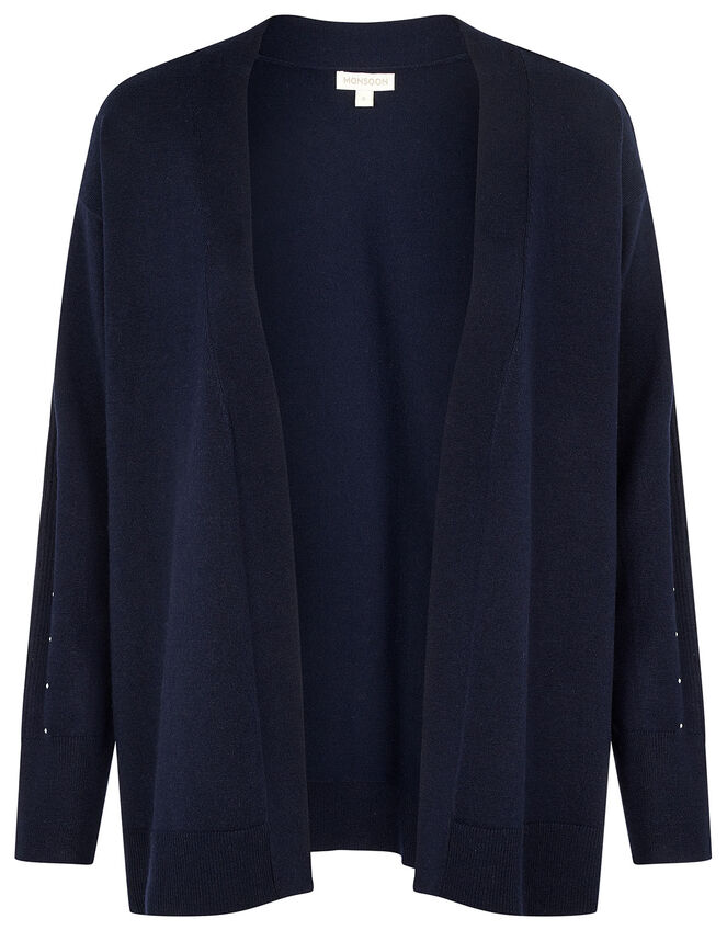 Gem Sleeve Cardigan, Blue (NAVY), large