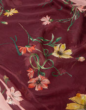 Miley Floral Print Silk Scarf, , large